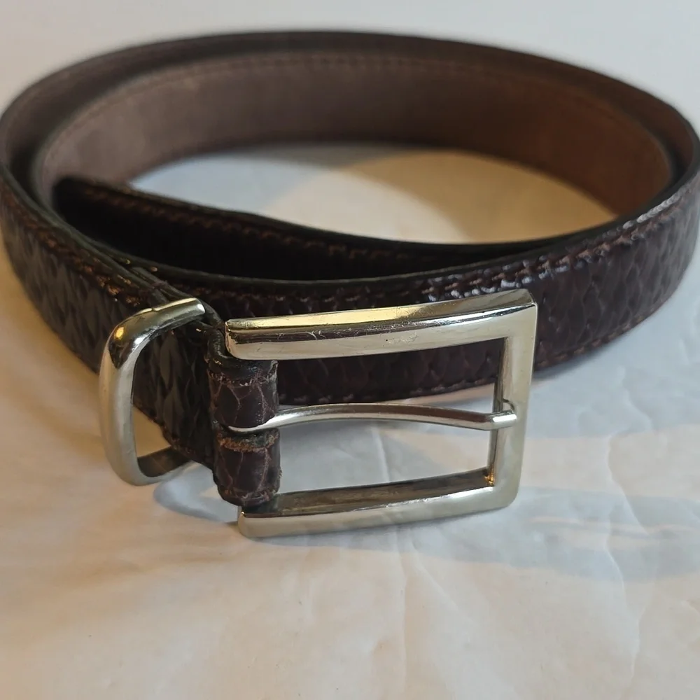 J.Riggings Mens Dark brown Premium leather Woven Dress Belt LUXURY Sz.38